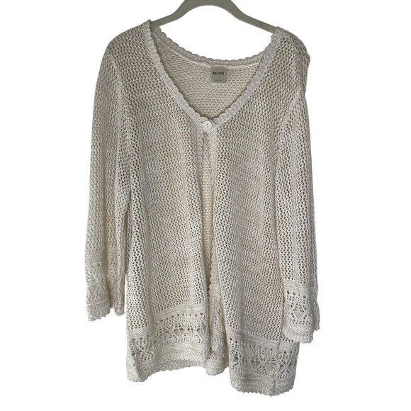 Blair | Sweaters | Blair Womens Xl Crochet Knit Cardigan Sweater ...